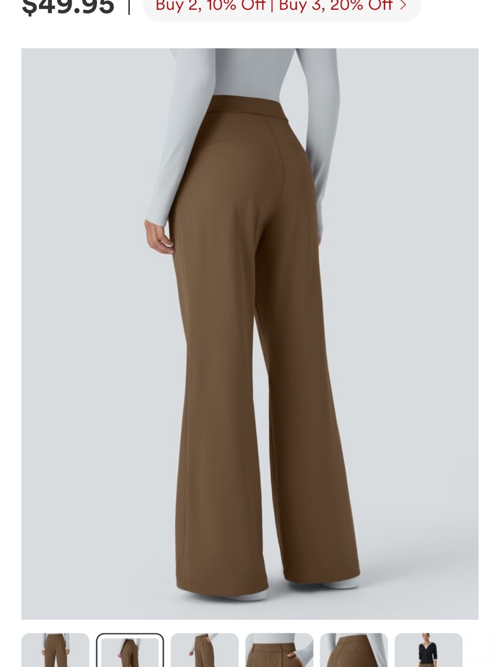 Halara Flex Day Stretch Wide Leg High-Rise Pants in Sepia Brown - Picture 2 of 4